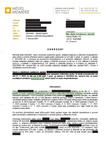 Anonymizované rozhodnutí, Oznámení o dosažení 12 bodů