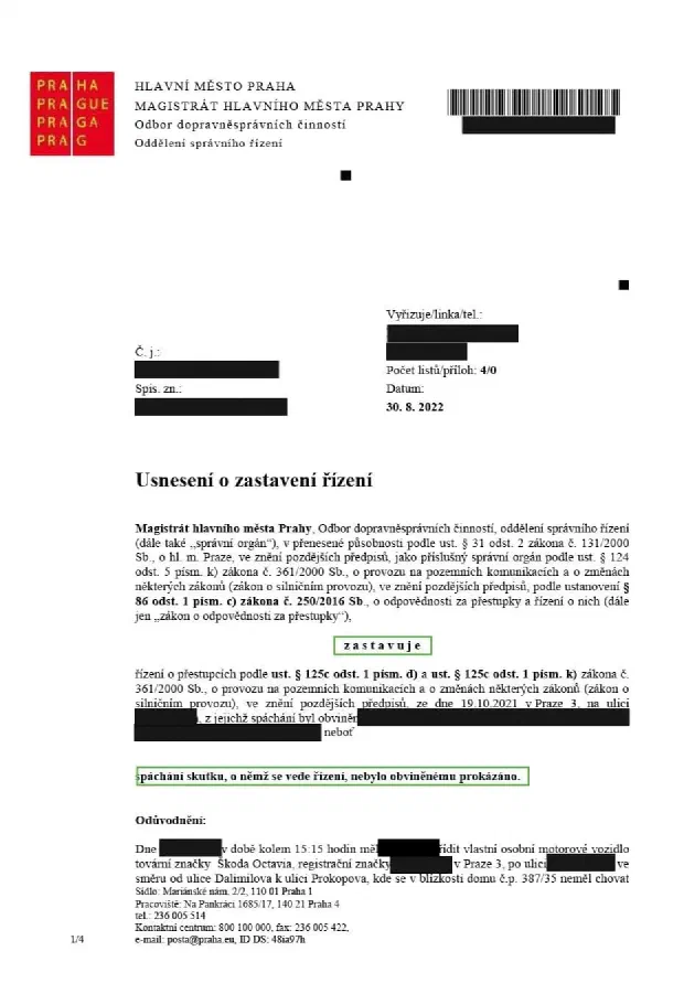 Anonymizované rozhodnutí, Odmítnutí vyšetření a další skutek: Řízení zastaveno
