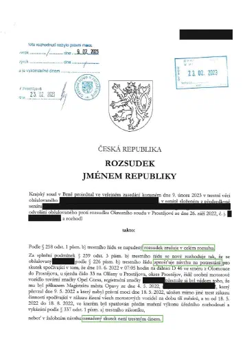 Anonymizované rozhodnutí, Řízení v zákazu činnosti