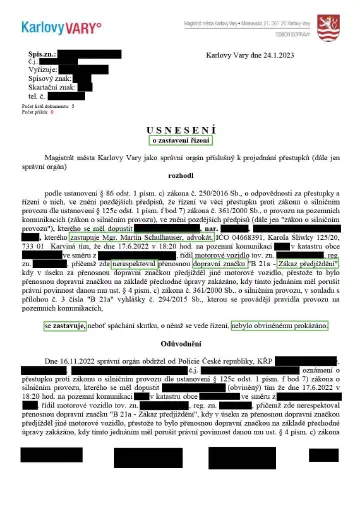 Anonymizované rozhodnutí, Předjíždění za značkou B21a