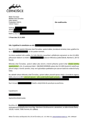Anonymizované rozhodnutí, Sporný záznam z příkazového bloku