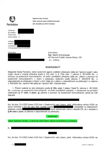 Anonymizované rozhodnutí, Předjíždění na železničním přejezdu