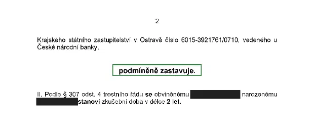 Anonymizované rozhodnutí, Nehoda na křižovatce, zranění posádky: Stíhání podmíněně zastaveno