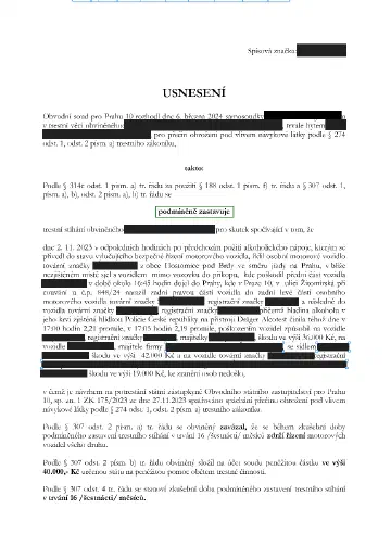 Anonymizované rozhodnutí, Alkohol za volantem, 2,21 ‰ a nehoda